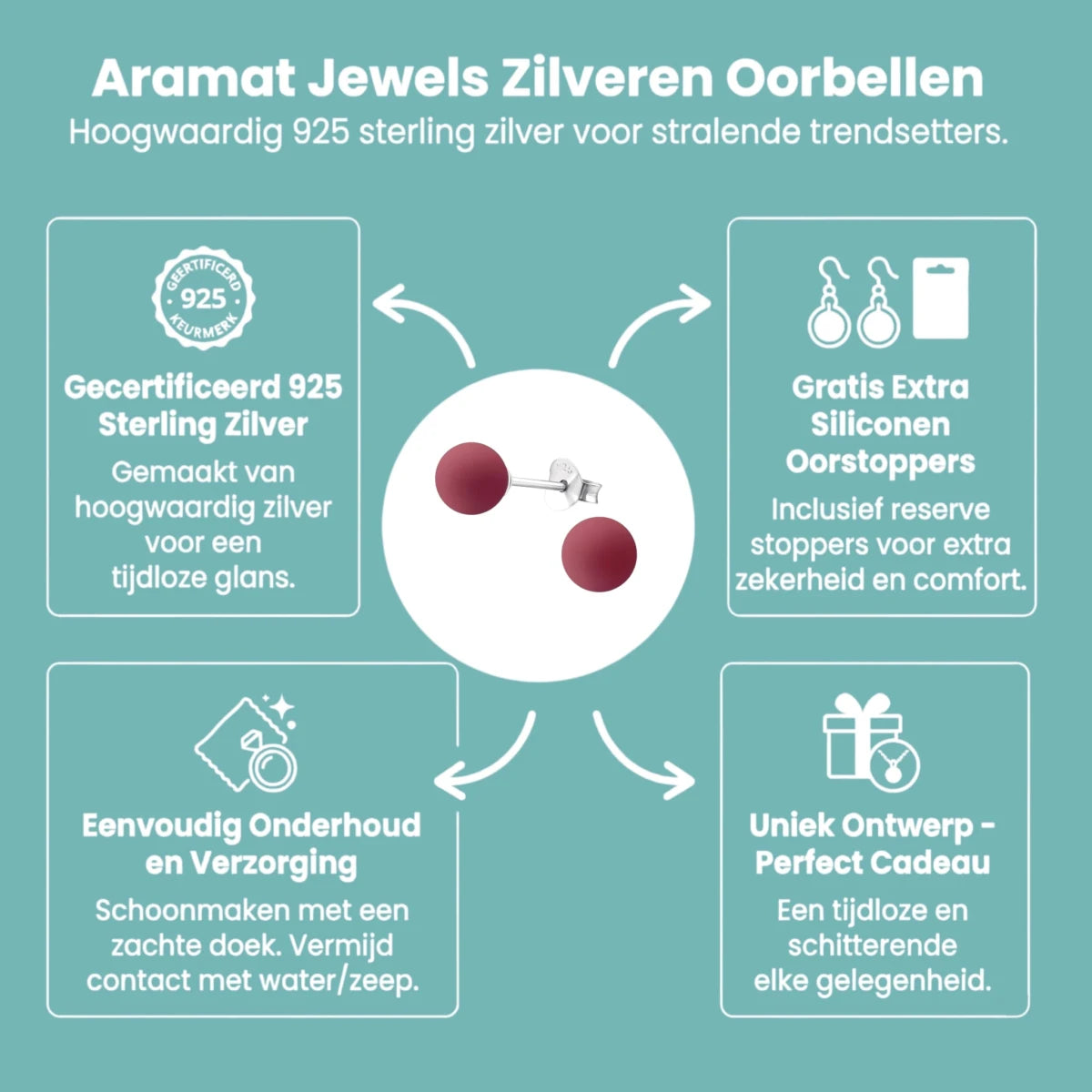 Mat Roze Parel Oorbellen - 6mm - 925 Zilver - Aramat Jewels - Oorbellen - cadeautip