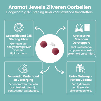 Mat Roze Parel Oorbellen - 6mm - 925 Zilver - Aramat Jewels - Oorbellen - cadeautip