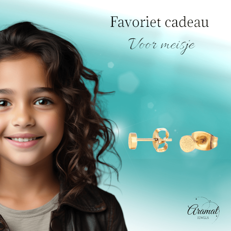 Matte Goudkleurige Oorstekers RVS 4mm - Minimalistische Studs - Aramat Jewels - Oorbellen - cadeautip