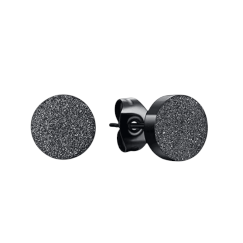 Matte Zwarte RVS Oorstekers 10mm - Aramat Jewels - Oorbellen - cadeautip
