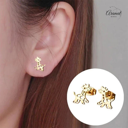 Meisjes oorbellen giraf goudkleurig RVS - oor6388 - 515397 - Oorbellen kopen# - 10mm - alles - cadeau