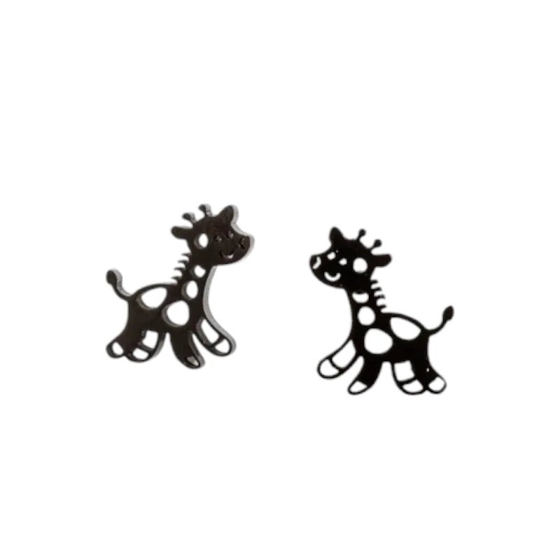 Meisjes oorbellen giraf zwart RVS - oor6389 - 515396 - Oorbellen kopen# - 10mm - alles - cadeau
