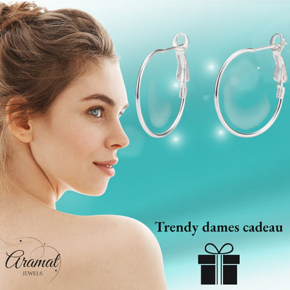 Metalen Oorringen Zilverkleurig 25mm Klapscharnier - Aramat Jewels - Oorbellen - cadeautip