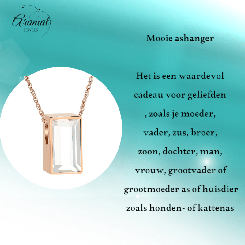 Mini Ashanger Rechthoek met Zirkonia - Rosékleur - hang1471 - IJD33011 - Gedenkhangers kopen# - 11mm - alles - ashangers