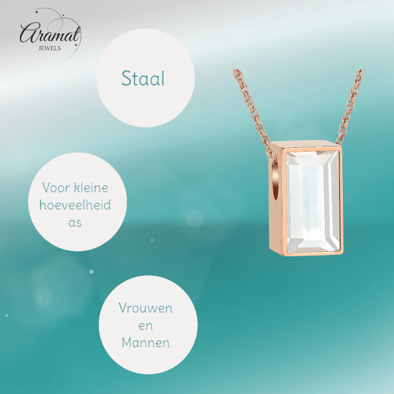 Mini Ashanger Rechthoek met Zirkonia - Rosékleur - hang1471 - IJD33011 - Gedenkhangers kopen# - 11mm - alles - ashangers