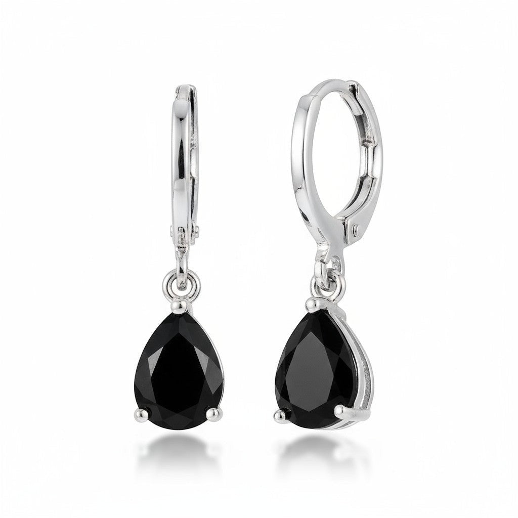 Mini Oorringetjes Meisje – Zwart Zirkonia – 10mm - Aramat Jewels - Oorringen - cadeautip