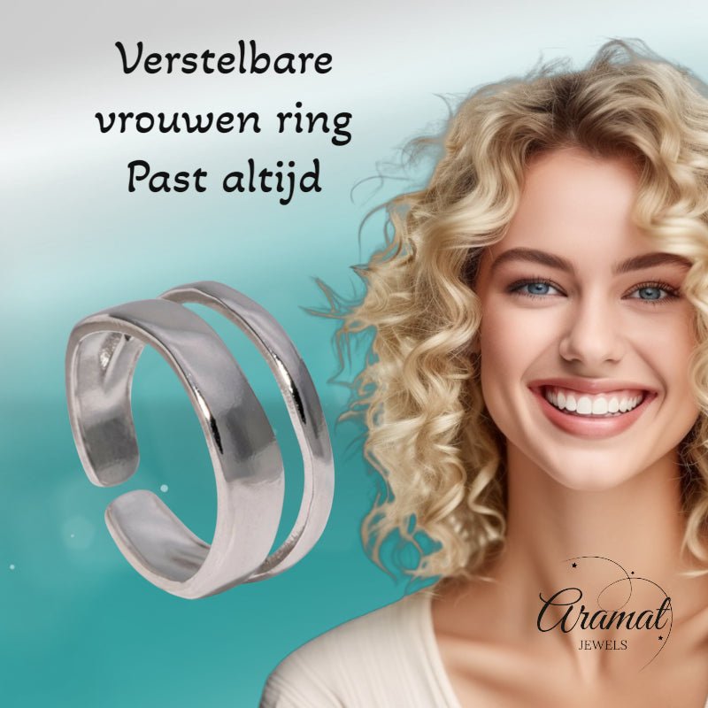 Minimalistische Open Ring Geometrisch (Verstelbaar RVS) - Aramat Jewels - Ringen - cadeautip
