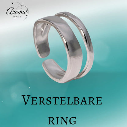 Minimalistische Open Ring Geometrisch (Verstelbaar RVS) - Aramat Jewels - Ringen - cadeautip