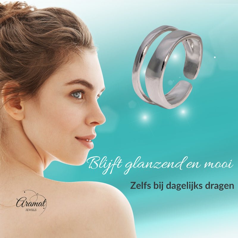 Minimalistische Open Ring Geometrisch (Verstelbaar RVS) - Aramat Jewels - Ringen - cadeautip