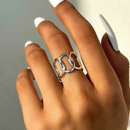 Brede One Size Ring RVS met Ovale Schakels (13 mm)