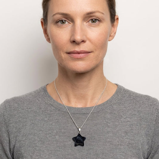 natuursteenhanger ster Zandsteen blauw - Aramat Jewels - Hangers - cadeautip