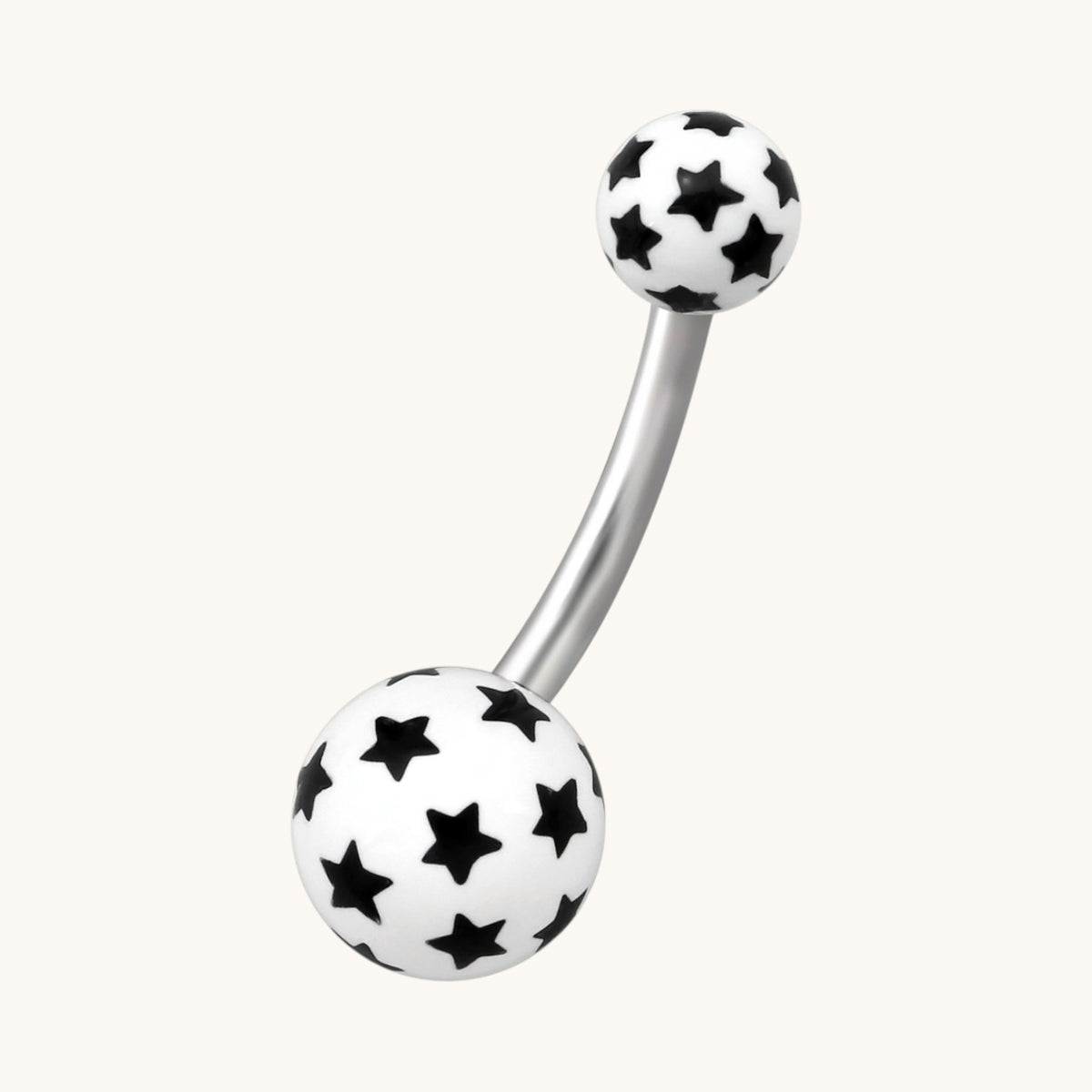 Star Steel Navel Piercing with Acrylic Balls