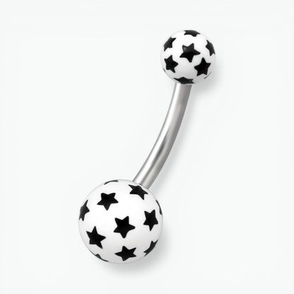 Star Steel Navel Piercing with Acrylic Balls