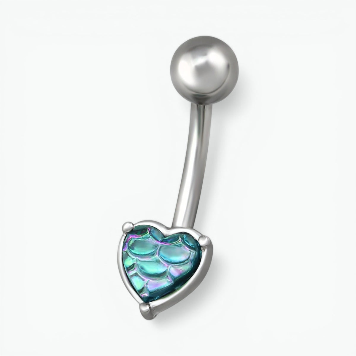 Steel navel piercing with opal heart