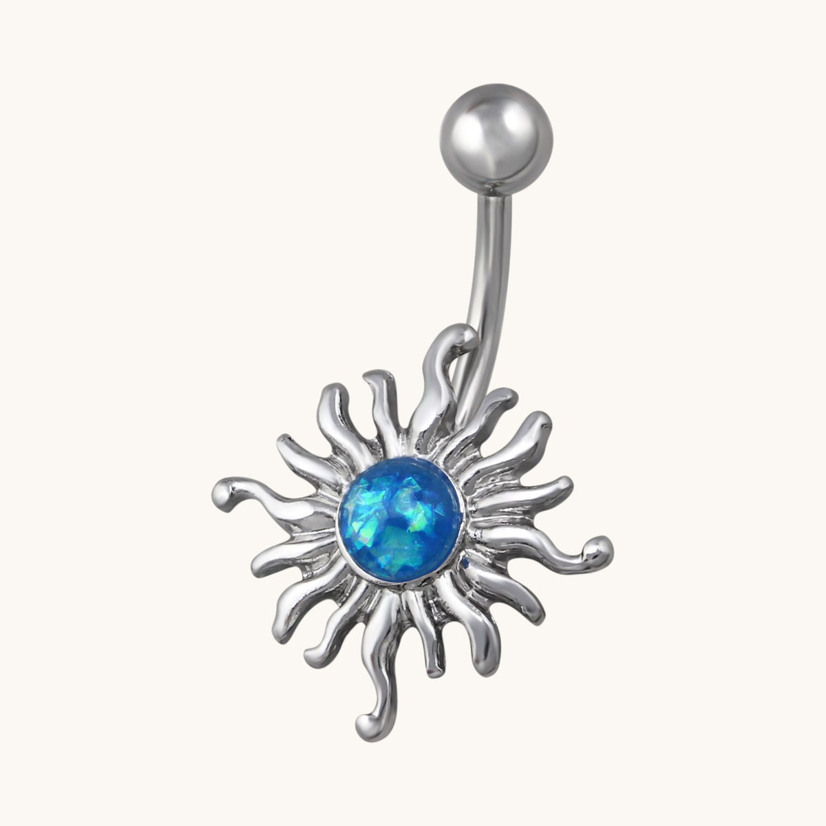 Steel Blue Opal Sun Navel Piercing with Sun