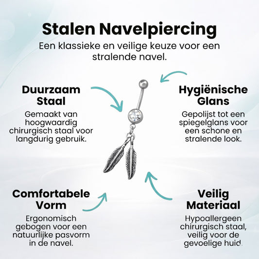 Silver Feather Navel Piercing