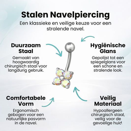 Zirconia Flower-Shaped Steel Navel Piercing