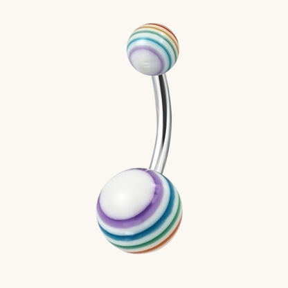 Piercing au nombril en acrylique arc-en-ciel coloré