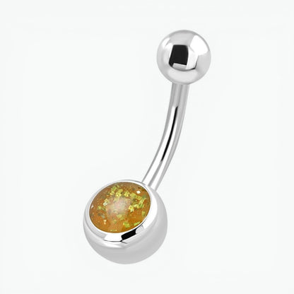 Gele Glittersteen Stalen Navelpiercing