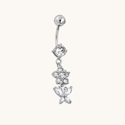 Bloemen en Vlinder Stalen Navelpiercing