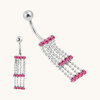Pink Zirconia Navel Piercing with Chains