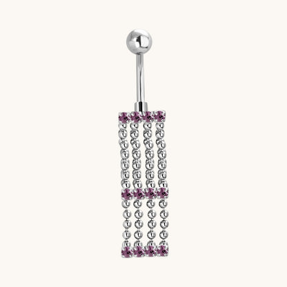 Piercing nombril en zircon violet avec chaînes