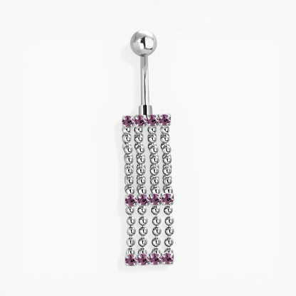 Piercing nombril en zircon violet avec chaînes