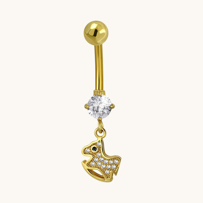 Stylish Gold-Colored Rocking Horse Navel Piercing