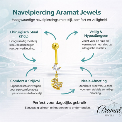 Stylish Gold-Colored Rocking Horse Navel Piercing