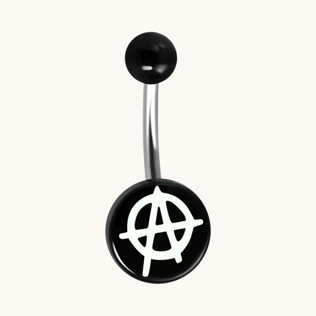 Stalen navelpiercing anarchie symbool