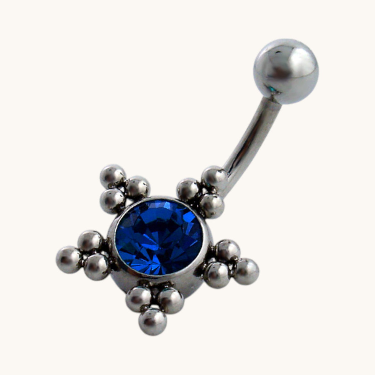 Dark Blue Zirconia Navel Piercing with Star