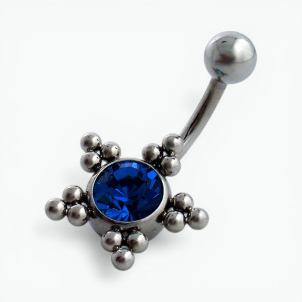 Dark Blue Zirconia Navel Piercing with Star