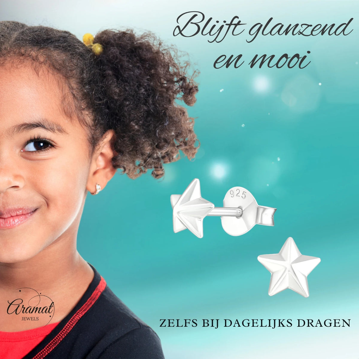 925 Sterling Zilveren 3D Sterretjes Oorknopjes 5mm