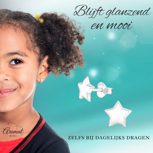 925 Sterling Zilveren Sterretjes Oorknopjes 8mm – Hoogglans Gepolijst