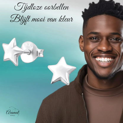 925 Sterling Zilveren Sterretjes Oorknopjes 6mm