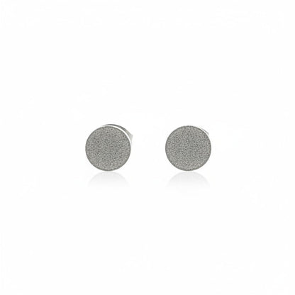 Oorbellen – 8mm Rond Sandblasted RVS Zilverkleur Unisex - Aramat Jewels - Oorbellen - cadeautip