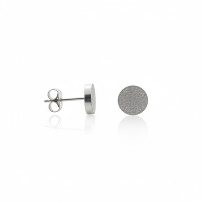 Oorbellen – 8mm Rond Sandblasted RVS Zilverkleur Unisex - Aramat Jewels - Oorbellen - cadeautip