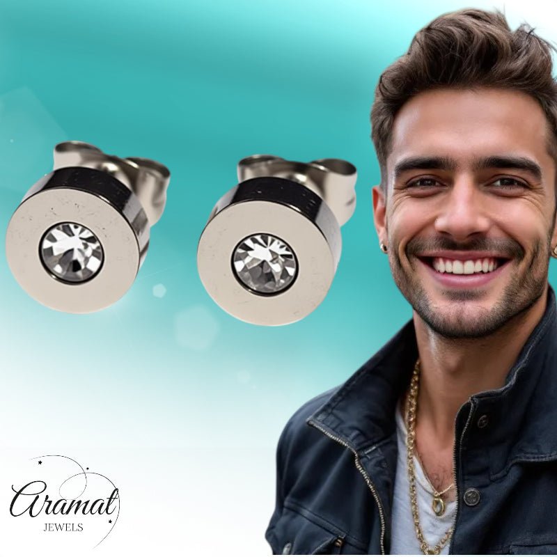 Oorbellen – RVS Transparant Kristal Zilverkleurig (7mm) - Aramat Jewels - Oorbellen - cadeautip