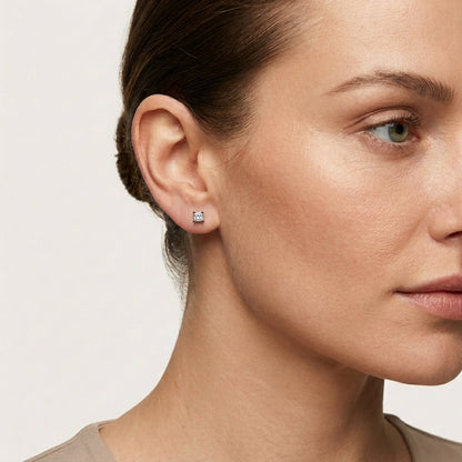 Oorbellen – RVS Zwartkleur met Vierkante Zirkonia (3mm) - Aramat Jewels - Oorbellen - cadeautip