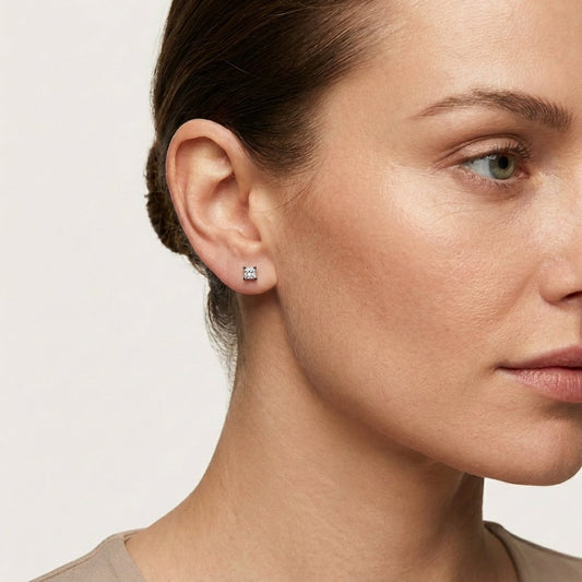 Oorbellen – RVS Zwartkleur met Vierkante Zirkonia (3mm) - Aramat Jewels - Oorbellen - cadeautip