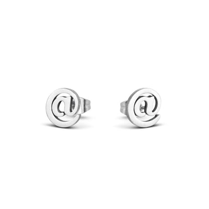 Oorbellen – Staal Apenstaartje (@) Zilverkleurig (10mm) - Aramat Jewels - Oorbellen - cadeautip