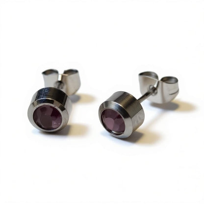 Oorbellen – Staal Licht Paarse Kristal (6mm) - Aramat Jewels - Oorbellen - cadeautip