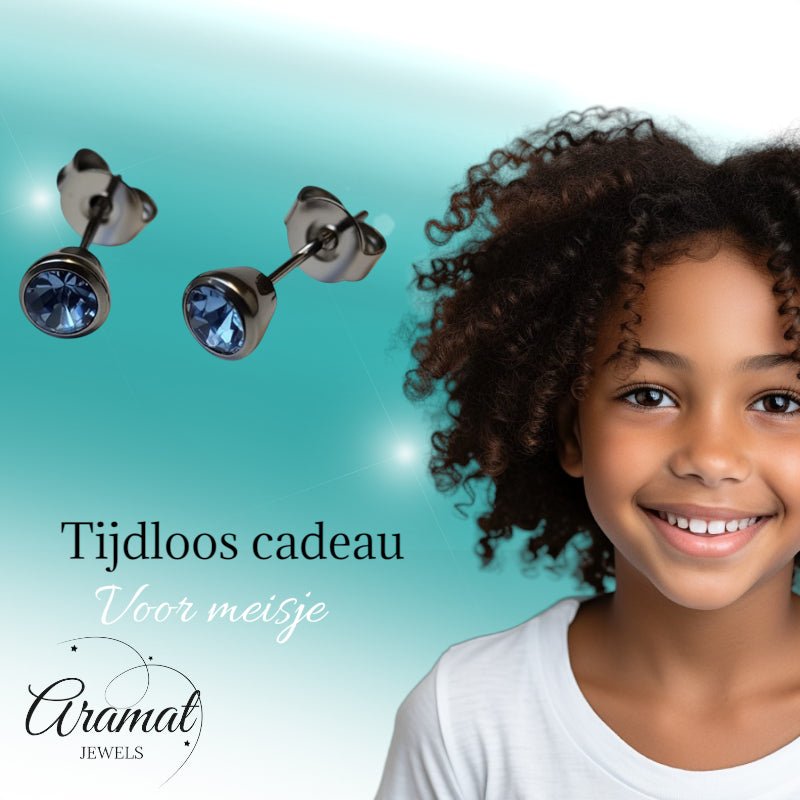 Oorbellen – Staal Lila Kristal Zilverkleurig (5mm) - Aramat Jewels - Oorbellen - cadeautip