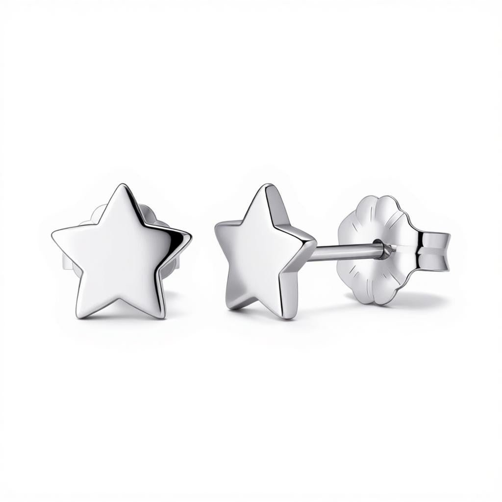 Oorbellen – Titanium Ster Zilverkleurig (7mm) - Aramat Jewels - Oorbellen - cadeautip