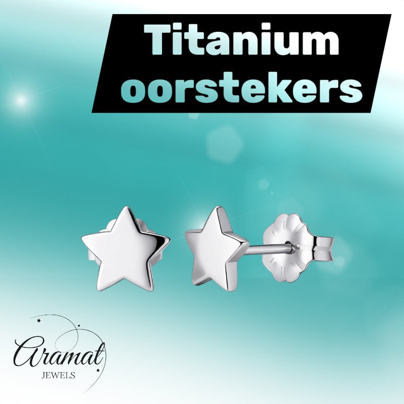 Oorbellen – Titanium Ster Zilverkleurig (7mm) - Aramat Jewels - Oorbellen - cadeautip