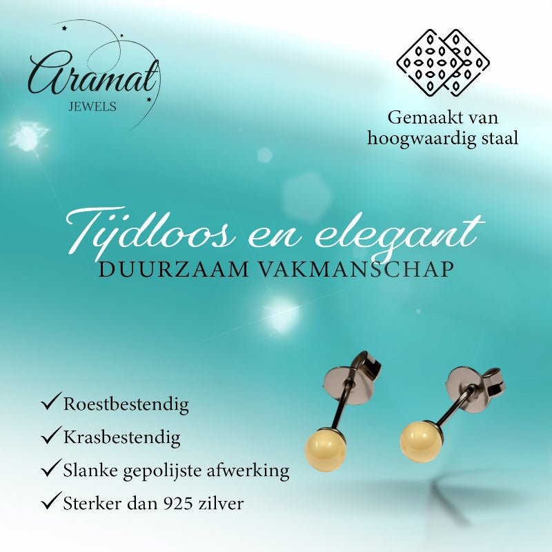 Oorbellen – Witte Bolletjes Metaal (4mm) - Aramat Jewels - Oorbellen - cadeautip