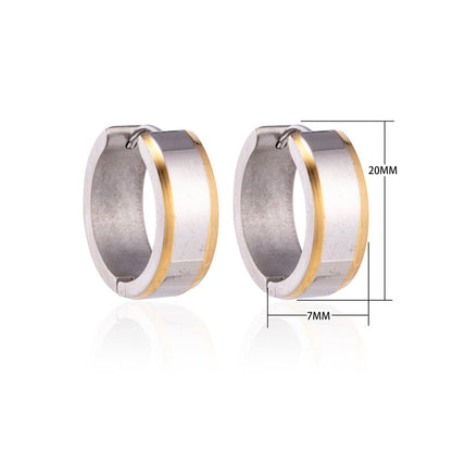 Oorringen – 20mm Bicolor Streep RVS Zilver/Goudkleur Unisex - Aramat Jewels - Oorringen - cadeautip