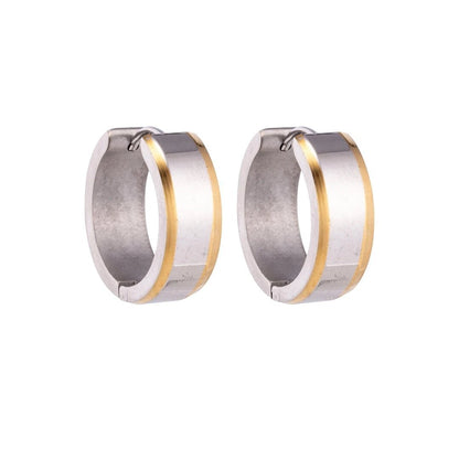 Oorringen – 20mm Bicolor Streep RVS Zilver/Goudkleur Unisex - Aramat Jewels - Oorringen - cadeautip