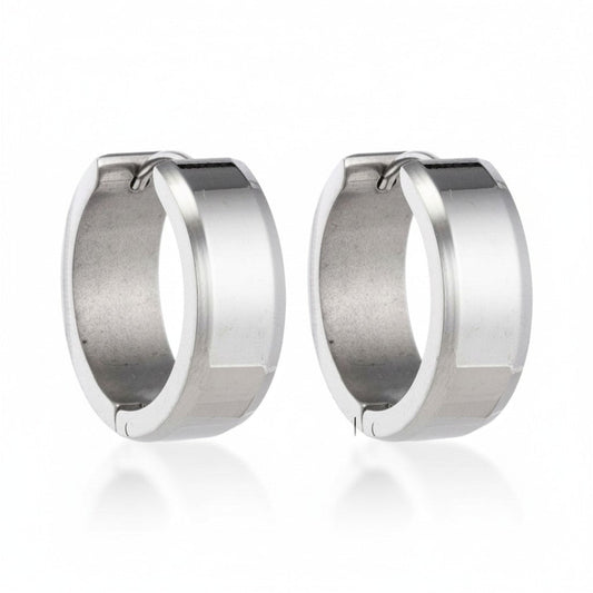 Oorringen – 20mm Creolen met Schuine Rand RVS Zilverkleur Unisex - Aramat Jewels - Oorringen - cadeautip