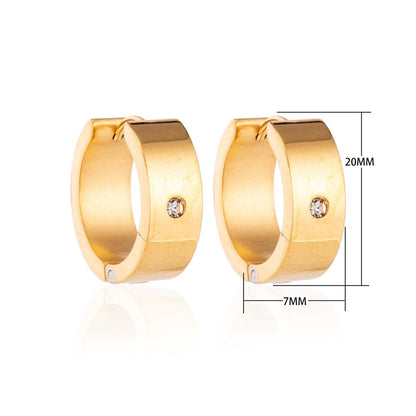 Oorringen – 20mm Glanzende Huggie Creool met Zirkonia RVS Goudkleur - Aramat Jewels - Oorringen - cadeautip